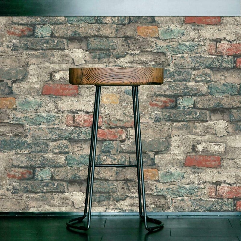 RoomMates RMK11080WP Teal Brick Alley Peel and Stick Wallpaper 20.5" x 16.5 feet - Image 3